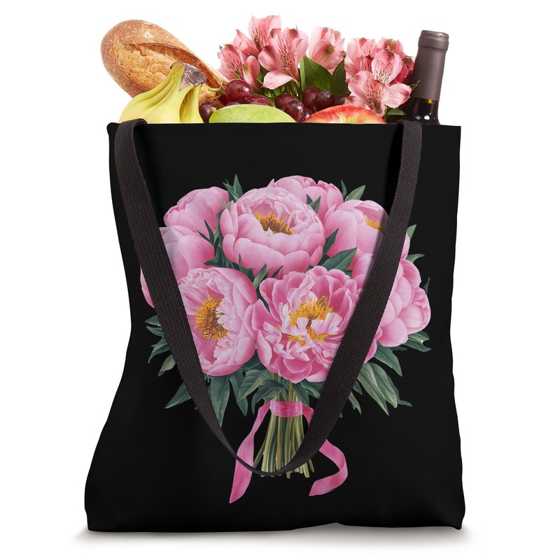 Bouquet Pink Peony Flowers for Mom Bride Bridesmaid wedding Tote