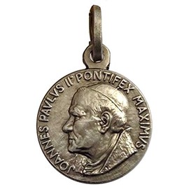 925 Sterling Silver Medal of Saint Pope John Paul II, Silver, No Gemstone