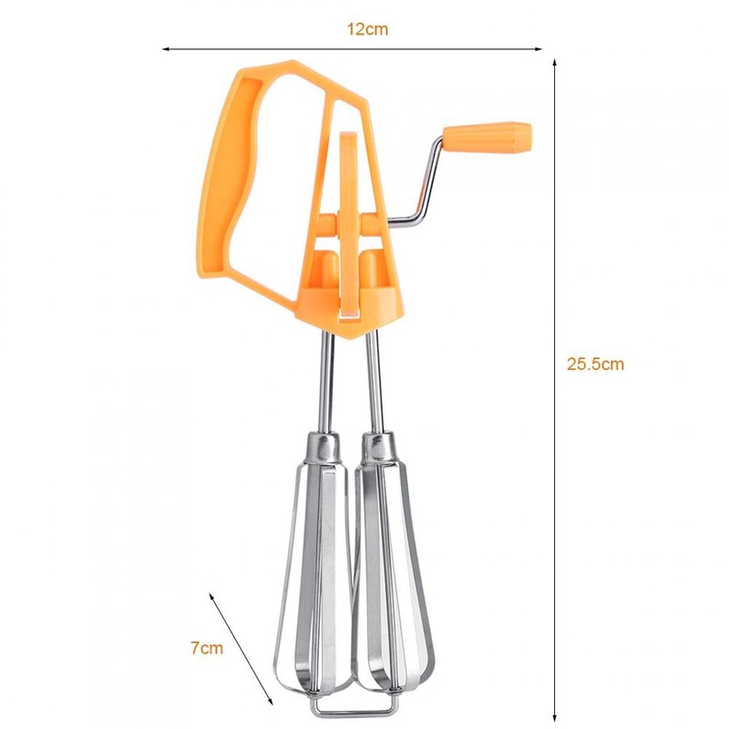 Egg Beater,Rotary Hand Whip Whisk Stainless Steel Egg Beater Mixer