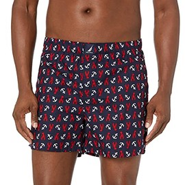 Nautica Men's Classic Cotton Woven Boxer, Nautical Lobster-Peacoat, X-Large