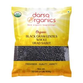Darsa Organics Sabut Urad Dal 2 lb – USDA Organic Whole Black Gram (Black Lentils) | Non-GMO, Gluten-Free, Kosher | Protein-Rich, Chemical-Free | Perfect for Healthy Soups & Salads, Vegan Diets & Global Cuisines