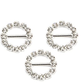 Lolitarcrafts 35pcs Round Rhinestone Buckle Invitation Ribbon Slider for 9mm Ribbons Wedding Supply Gift Wrap