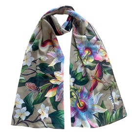 Anuschka Chiffon Scarf - With Original Printed Artwork - Floral Passion - 24" x 72"