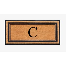 A1HC Natural Coir & Rubber Hand Flocked Large Monogrammed Door Mat 30x60 Inches Thick Durable Doormats for Entrance Heavy Duty, Thin Profile Indoor Outdoor Mats, Long Lasting Front Door Entry Doormats