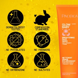 Pacifica Mini Glow Baby Brightening Facial Cleanser 1.4 oz – Vitamin C & Glycolic Acid (AHA) Face Wash– Daily Cleanser for Anti-Aging Exfoliating for Smooth, Even Glowing Skin Vegan Clean Beauty