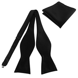 KOOELLE Mens Premium Silky Bowties Tuxedo Solid Colors Bow Ties & Pocket Square Set