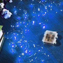 Ariceleo 2 Pack 16.4 Ft. Battery Operated Outdoor String Lights with Remote & Timer, LED Blue Fairy Lights, Waterproof Twinkle Lights for Bedroom, Dorm, Mason Jar, Wedding, Party, Christmas