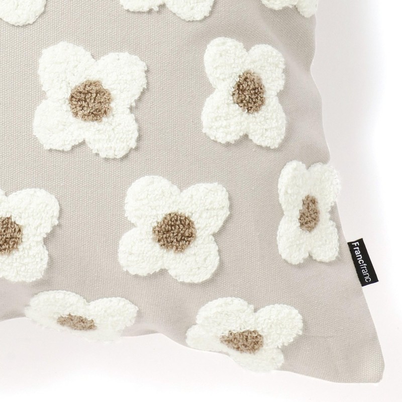 Francfranc Franc Emb Flower Cushion Cover 45x45cm Gray (C-051)