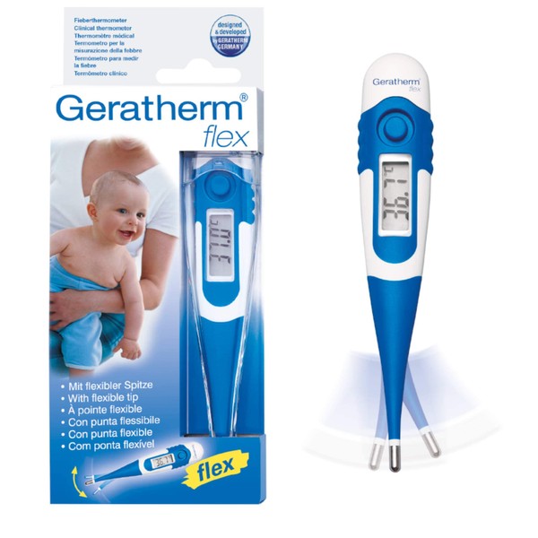 GERATHERM Fever Thermometer Baby Flex / Digital Fever Thermometer with Flexible Tip / Thermometer Baby and Children Fever Thermometer / Digital Thermometer - Blue