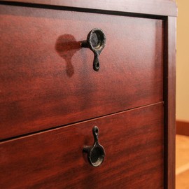 Zeckos Set of 6 Black Mini Cast Iron Skillet Drawer Pulls - Decorative Kitchen Cabinet Knobs for Rustic Charm - Simple Installation - Each 2.25 Inches in Height