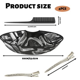 Hairdressing Cape with Umbrella Design - Waterproof Cutting Cape 60 cm with Fastening, Hairdressing Cape Including 1 Comb & 2 Compartment Clips, Foldable, Black - for Haircut, Styling & Beard Care