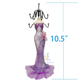 WE 10" Jewelry Stand Holder Mannequin Necklace Display Orgaziner Purple Evening Gown Jewelry Stand