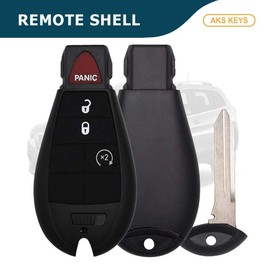 AKS KEYS New Replacement for Fobik Shell for Jeep Cherokee Dodge RAM (2013–2021) Compatible with FCC GQ4-53T 4-Buttons Remote Start. Shell Only, Electronic Board not Included (2)