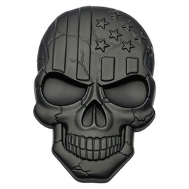 4 pcs Skull car Sticker car Skeleton Decoration Vehicle Logo Decor Bumper Metal Skull car Stylish car Sticker American Flag Ornament Exterior 3D Automatic Zinc Alloy