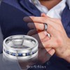 BESTTOHAVE Mens Titanium Ring With Blue Sapphire CZ Classic Wedding