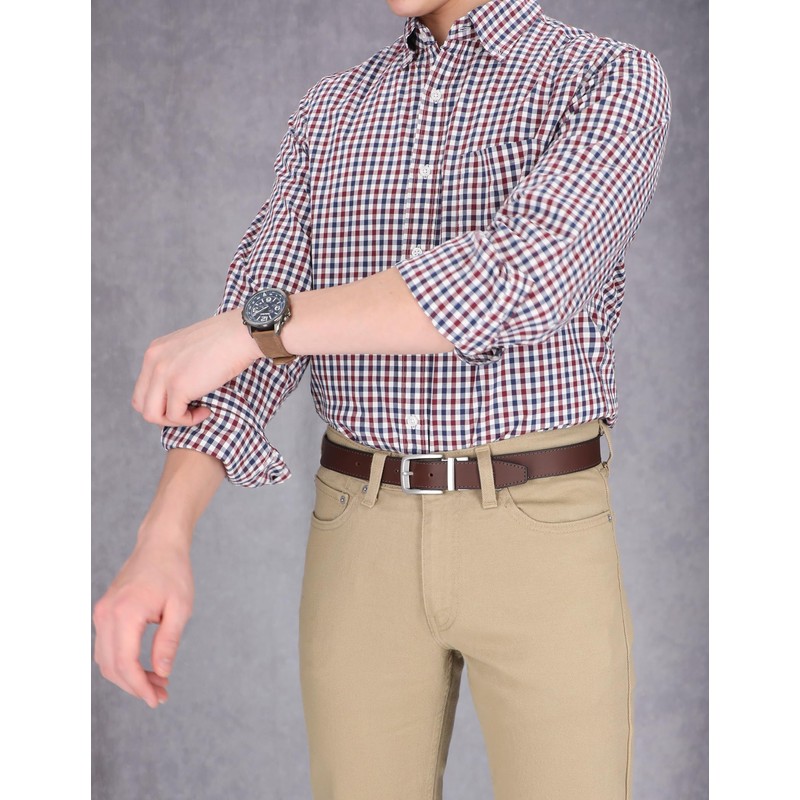 Timberland Men's Classic Leather Belt Reversible From Brown To Black,