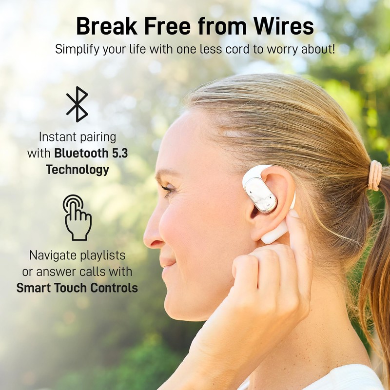 Groovz Open-Ear True Wireless Headphones with Smart Battery Display -