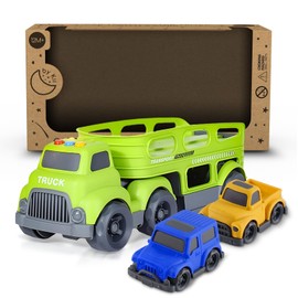 By Kii Car Transporter Truck with Two Cars, Car Transporter Car Carrier Toy, 12M+ for Kids