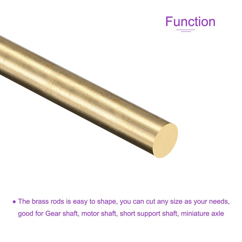 DMiotech 2Pack 6mm x 150mm, Brass Solid Round Rod, Brass