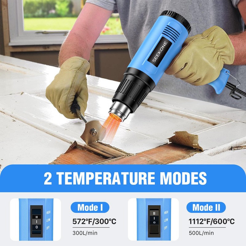 SEEKONE Heat Gun, 1800W Heavy Duty Hot Air Gun Kit