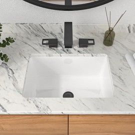 Mocoloo Undermount Bathroom Sink 18 x 12 Inch Rectangle Porcelain White Ceramic Bathroom Sink 6 Inch Deep Basin with Overflow Small Lavatory Vanity Sink Mounted Under the Counter