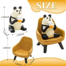Sel Natural Beer Panda Miniature Figurines Cute Desk Accessories Mini Panda Stuff Office Desk Decor Tiny Panda Statue Trinkets Gift for Bookshelf Cubicle Cottagecore Decor
