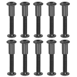 PATIKIL M6 x 35 mm Hex Chicago Screws, 10 Set Binding Screw Posts Connecting Hex Drive Socket Cap Bolt Nuts for Scrapbook Leather Belt Album Photo Furniture Repair, Black
