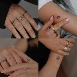 30 Láminas, 480 Unidades, Mini Tatuajes Temporales Adhesivos para Dedos Y Manos de Hombres Y Mujeres; Mini Tatuajes Temporales para Niños Y Niñas; Pequeños Tatuajes Negros Impermeables Para