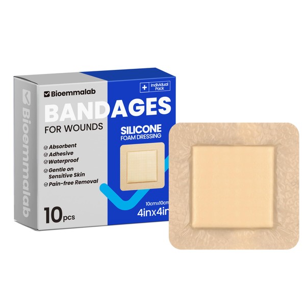 Large Waterproof Bandages 4x4 Silicone Foam Dressing for Sensitive Skin