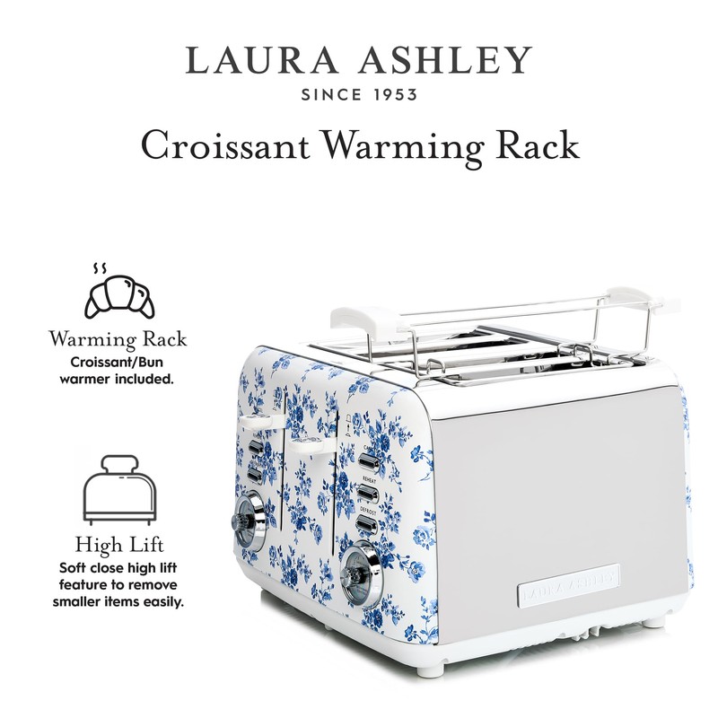 VQ Laura Ashley China Rose Stainless Steel 4 Slice Toaster