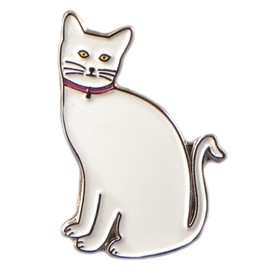 GBJUK White Cat Enamel Pin Lapel Badge with Butterfly Clasp Back