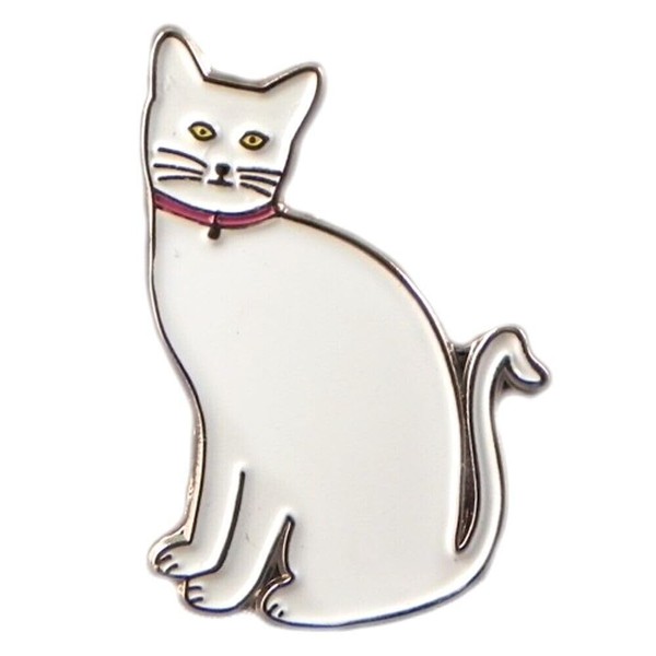 GBJUK White Cat Enamel Pin Lapel Badge with Butterfly Clasp