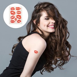 NOLITOY 6Pcs Red Lips Stickers: Waterproof Temporary Kiss Tattoos for Adult Women - Realistic Lip Print Body Art for Neck, Face & Arms - Temp Tattoos for Valentines Day, Bachelorette Party & Cosplay