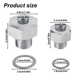 lasuroa 2pcs Oil Pressure Sensor Adapter, M16x1.5 M12x1.5 to 1/8 NPT Temp Sensor Adapter Swap Parts Oil Pressure Sender Accessories Compatible with LS Engines