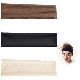 Elastisches Unisex-Sportstirnband - rutschfestes und schweißabsorbierendes Stirnband - ideal für Yoga, Fitnessstudio, Laufen - enthält 3 Bänder (schwarz, braun, hellgelb)