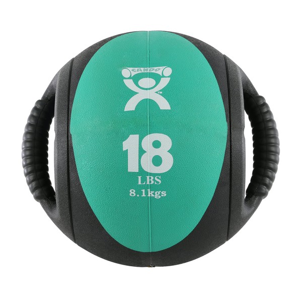 CanDo Dual-Handle Medicine Ball - 9" Diameter - Green - 18 lb