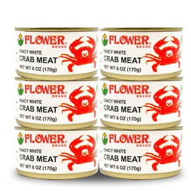 Flower Brand Premium Select Crab Meat Canned Gluten Free Food, High Protein （Pack of 6）