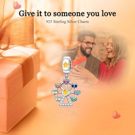 Rimgoris 925 Sterling Silver Women's Bracelets Necklace Ferris Wheel Pendant Women's Bracelet Charm Mother's Day with Zirconia, Silver, Cubic Zirconia