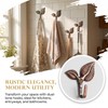 8pcs Iron Leaf Wall Hooks - Antique Bronze & Red