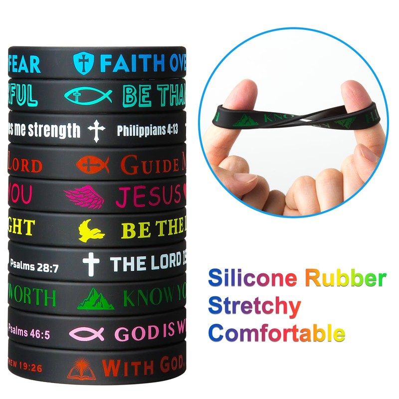 iDreamBand Bible Verse Bracelets - 80 Pcs Silicone Bracelets -