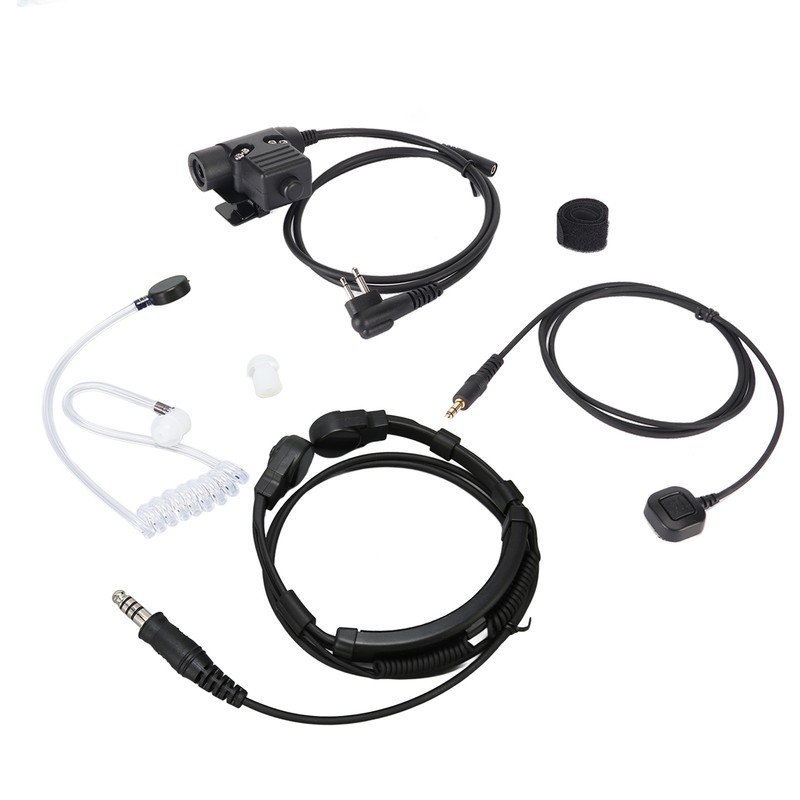 Throat Mic Earpiece 7.1mm Plug with Finger PTT Portable for