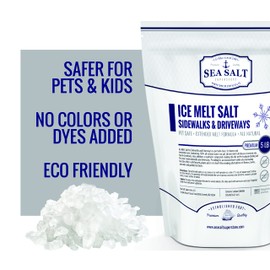 Ice Melt Salt for Sidewalks and Driveways - All-Natural Sea Salt Deicer, 10 Lb