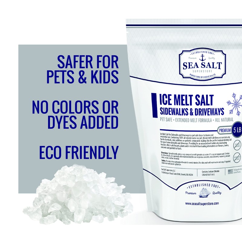 Ice Melt Salt for Sidewalks and Driveways - All-Natural Sea