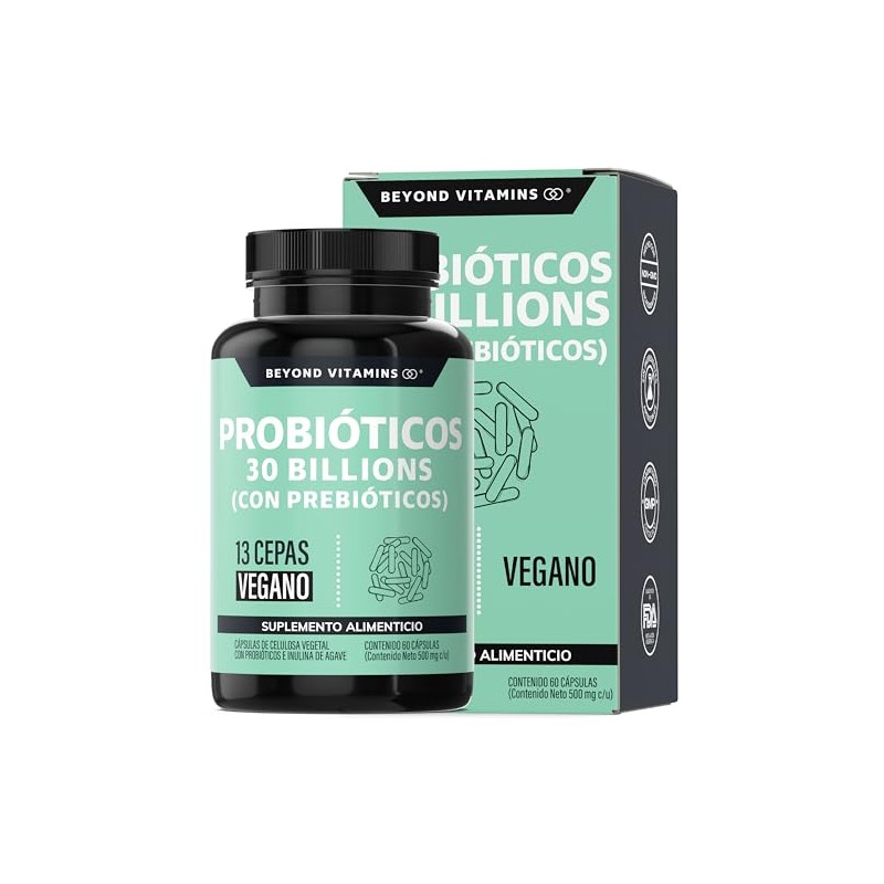 Probioticos 30 Billion UFC + Prebióticos + inulina de agave