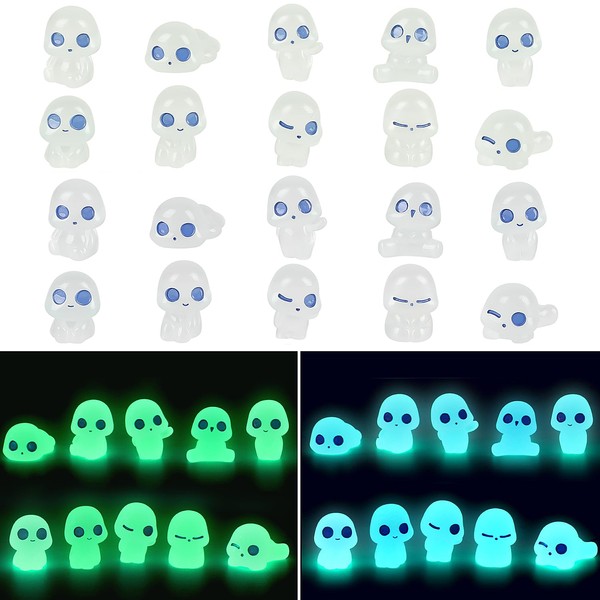 KIMOBER 20PCS Mini Glow in Dark Tree Elves,Luminous Resin Ghost