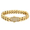 KRKC&CO 12mm Mens Cuban Link Bracelet, 18k Gold Plated Iced
