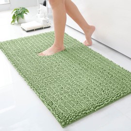 Arotive Luxury Chenille Bathroom Rug Mat, Extra Soft Thick Absorbent Shaggy Bath Rugs, Non-Slip Machine Wash Dry, Plush Bath Mats for Bathroom, Shower and Tub, 40x32, Sage Green
