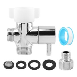 Bidet T Adapter with Shut Off Valve, Stainless Steel 3 Way T Valve 7/8" x 7/8" x 1/2" or 3/8", Chrome Finish Tee Connector Bidet Attachment for Toilet, Comes with PTFE Tape