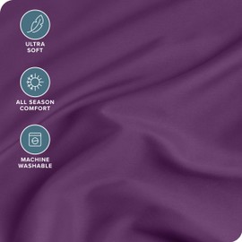 Bare Home 22" Fitted Bottom Sheet - Premium 1800 Ultra-Soft Wrinkle Resistant Microfiber, Hypoallergenic, Extra Deep Pocket (Queen - 22" Pocket, Plum)