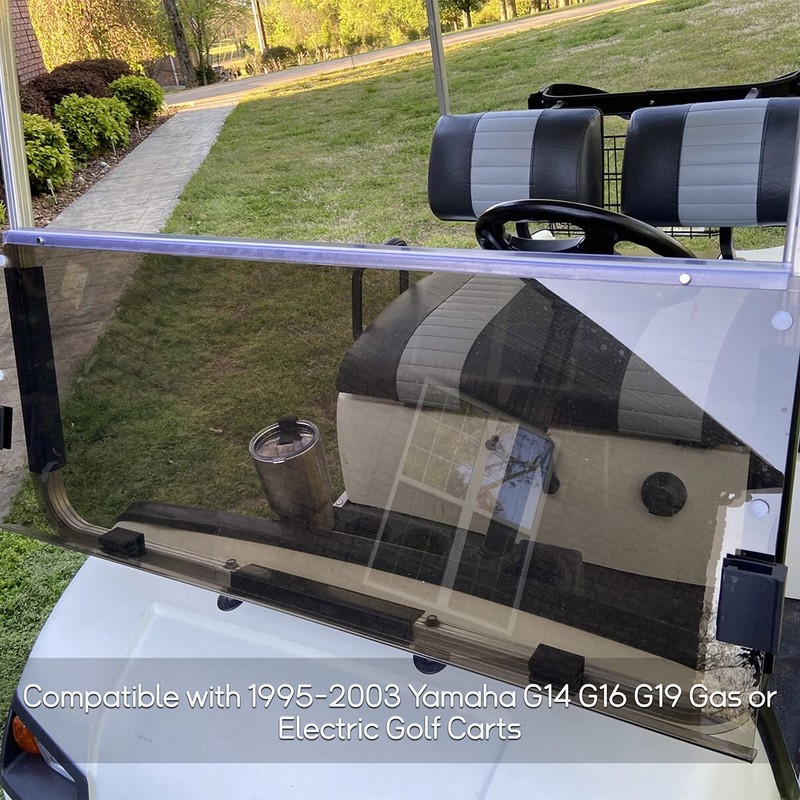 ECOTRIC Tinted/Smoke Windshield Compatible with 1995-2003 Yamaha G14 G16 G19